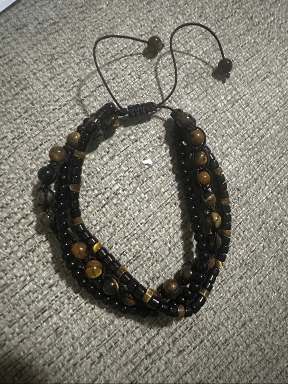 Handwoven Onyx and Tiger Eye Bracelet